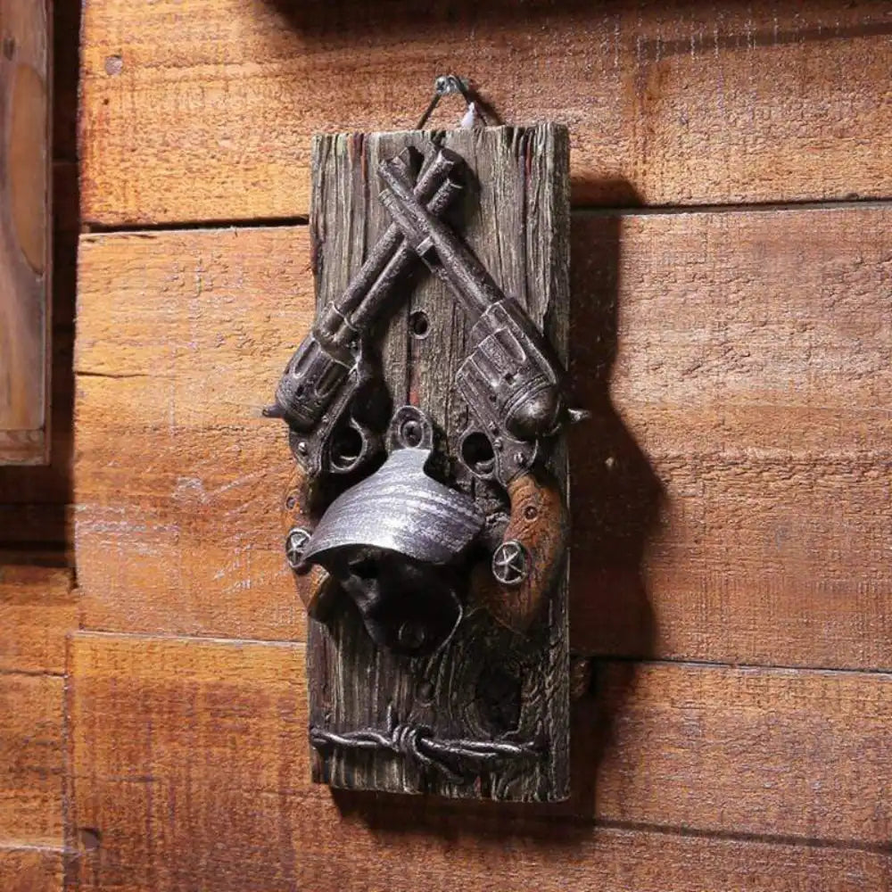 Décapsuleur Mural Bois Revolver