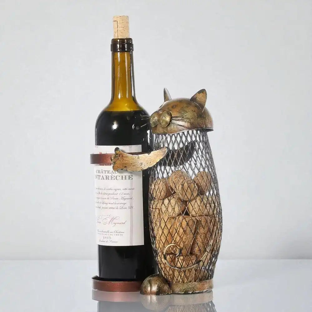 Metal Cat Wine Bottle Holder